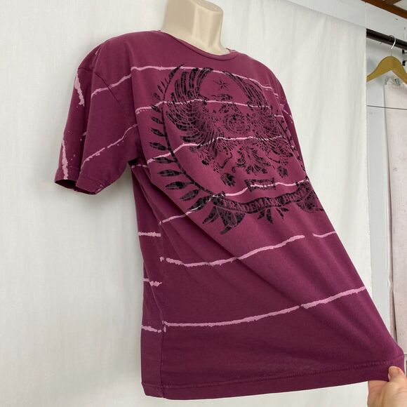 Levis T-Shirt Mens XL Bleach Out Stripe Eagle Graphic Purple Short Sleeve Crew - Picture 4 of 10
